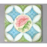 A Victorian floral tile by Richards