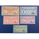 An uncirculated set of five notes, 50p, £1, £5, £10 and £20, Jason Islands