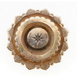 A Victorian gold circular lobbed locket brooch set chip diamond, 6.4g total weight
