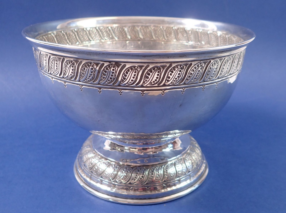 A silver presentation bowl with inscription, 495g on wooden stand - Image 2 of 2