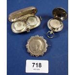 A silver combined lot of: double sovereign case 10 capacity, manufacturer J R serial No: 30077,