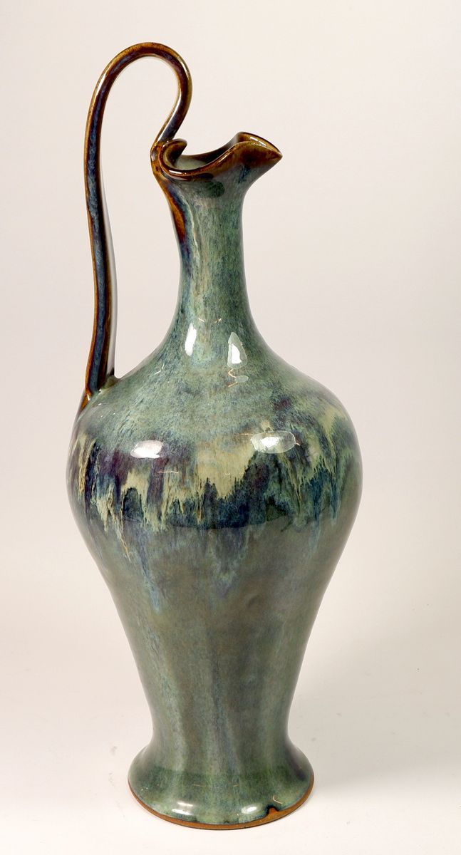 An O'Quinn Pottery Sandra Glenn American studio pottery ewer, 40cm tall