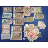 A wad of world banknotes, 50 plus countries include: Belgium, France, Germany, Greece, Japan, Libya,