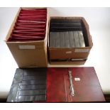 Stamp accessories: 2 box collection of 20 4-ring binders and large quantity (c 400) of assorted