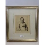 Andrew Freeth - etching of 'La Nonna Bellini' signed in pencil, 15 x 13cm