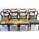 A set of eight Victorian mahogany balloon back dining chairs on turned supports