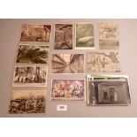 Thirty three postcards on military themes WWI including POW and Zeplin