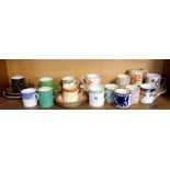 Fifteen various coffee cans and saucers