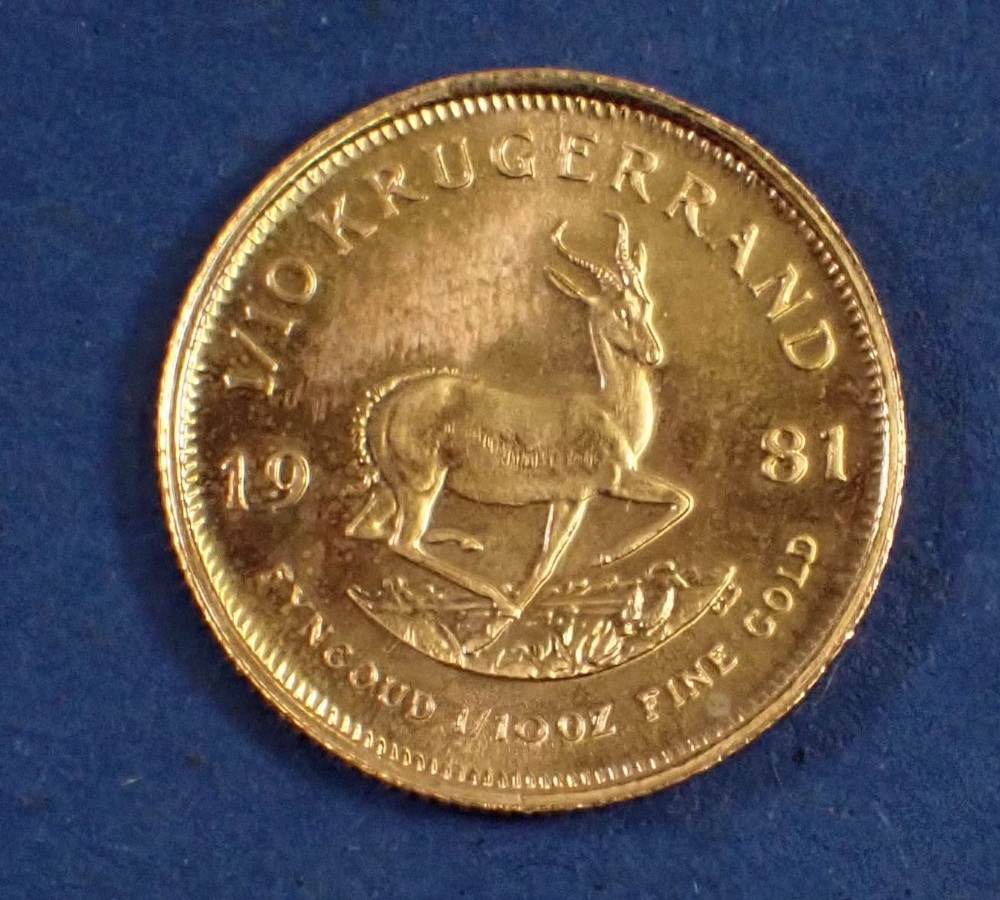 A gold 1/10 Krugerrand 1981 - Condition: EF - Image 2 of 2