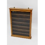 A mahogany glazed display collectors wall cabinet, 51 x 71 x 9cm