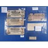 A quantity of banknotes and promissory bonds reference the Confederate States of America, c1860