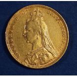 A gold sovereign Victorian 1888 Jubilee Bust, London Mint - Condition: Fine
