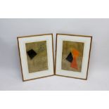 A pair of limited edition abstract prints signed indistinctly Piah, 54 x 35cm