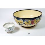 A Royal Doulton fruit bowl painted pansies and a Royal Albert 'Silver Birch' sugar bowl