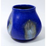 A Ruskin lapis blue vase with indented sides, 10.5cm, 1927