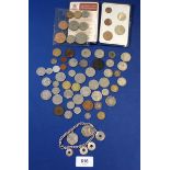 A miscellaneous lot of world coinage including: British 1953 set some silver threepence, Britains