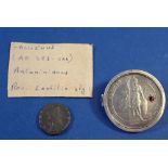 A miscellaneous lot including: Roman coin with description details and silver florin Edward VII 1902