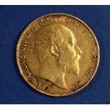 A gold half sovereign Edward VII 1908, London Mint - Condition: VF