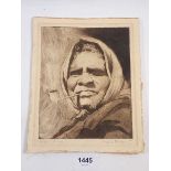 Cyril Dillon - etching of an Australian woman, signed in pencil, 17 x 14cm, unframed