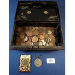 A miscellaneous lot of coinage mainly copper/bronze British pre-decimal and others, farthings