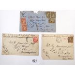 New Caledonia, Tonga & Transvaal: Three covers - 2 naval from Able Seaman A C Leach on HMS Opal with