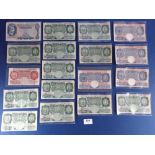 Bank of England banknotes, £5 - 10 shillings, various cashiers