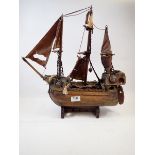 A model of a sailing ship, 45cm tall