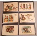 A set of six Louis Wain Tuck & Davidson Bros. cat postcards - some Write Away cards