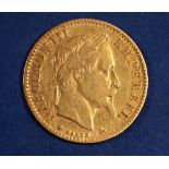 France: gold 10 francs, Napoleon III 1867, Paris mint, Condition: Fine