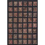 GB: QV used 1d red imperf plate positional collection AA-TL, 1841on, 240 stamps incl various plates,