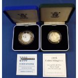 Royal Mint issues: 2000 millennium £5 and 1995 second world war (dove) £2 silver proof coins in