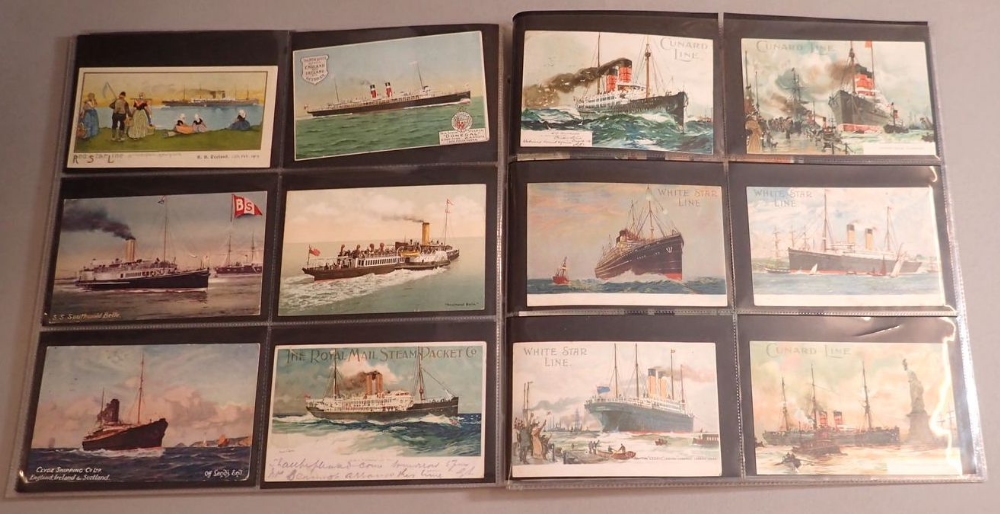 A collection of 83 shipping themed postcards including Red Star Line, White Star Line, London - Image 6 of 8