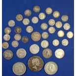 A quantity of silver content British coinage mainly pre 1920 including: George III crown 1818,