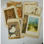 A folder of Victorian and later coloured prints