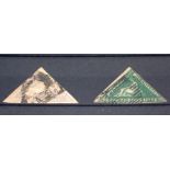 Cape of Good Hope: Used 6d pale rose-lilac triangular, SG7, cat £350, and 1/- deep dark green