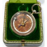 A J C Vickery pocket barometer/thermometer and compass in fitted leather case