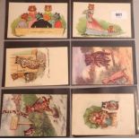 A set of six Louis Wain Tuck & Davidson Bros. cat postcards
