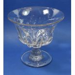 A Victorian large glass centrepiece bowl on pedestal foot with pontil mark, 23.5cm