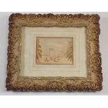 L Hold - 19th century watercolour Strathan Lodge in gilt frame, 8 x 10cm