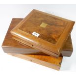 Three wooden cutlery boxes