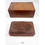 A Victorian Tunbridgeware work box and a carved Burmese box