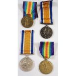 WWI two medal pairs of War & Victory medals