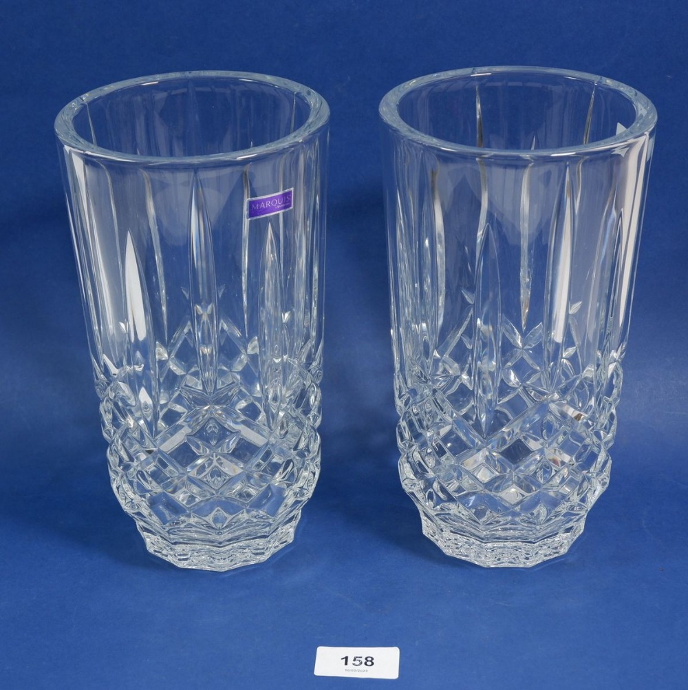 Two boxed Waterford crystal 'Marquis' vases - 23cm tall