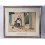 Cecil Aldin - coloured print 'Sam Weller and the Pretty Housemaid' 28 x 38cm