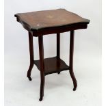 An Edwardian rosewood occasional table with inlaid musical motif, 69cm high