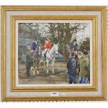 Dennis Syrett - oil on canvas 'Relaxing Before the Hunt, Cholesbury' signed with original receipt