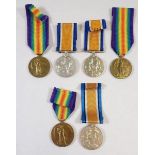 WWI three medal pairs of War & Victory medals
