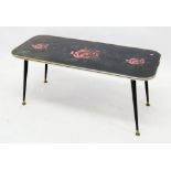 A retro glass top coffee table with rose design, 92cm