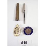 WWI on war service badges and bullet tweezers