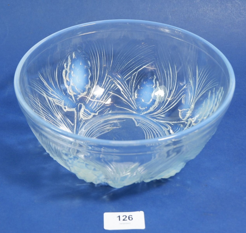 A Lalique style glass bowl moulded pine cones with registration mark - Image 2 of 2